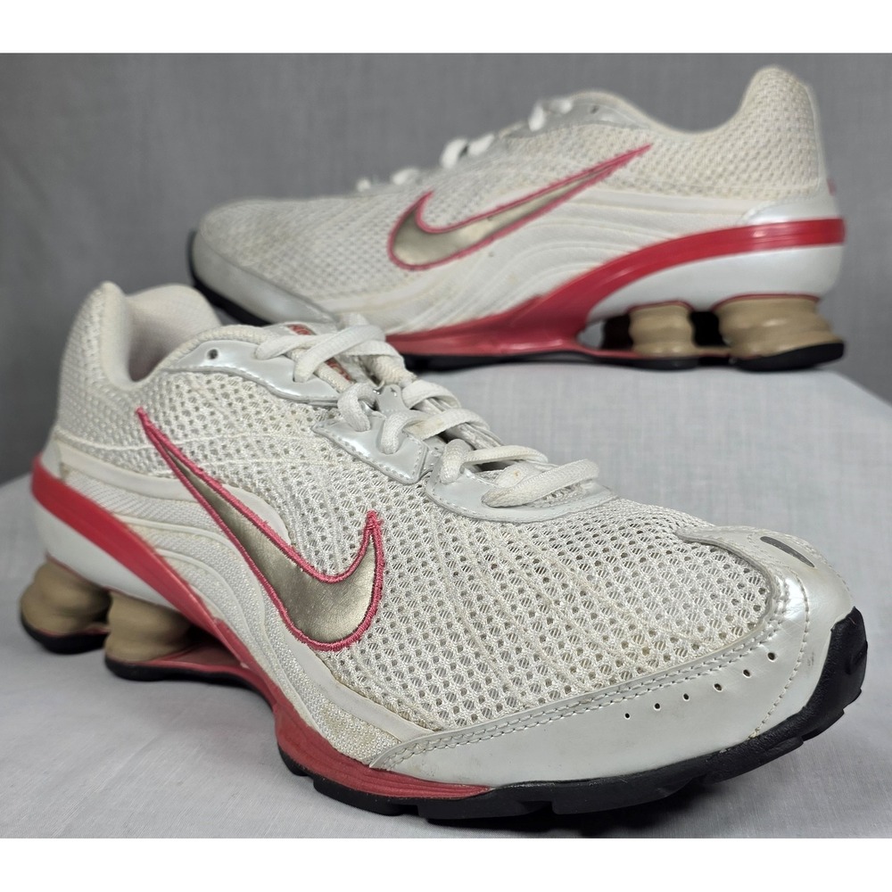 Nike‎ Shox White Pink Metallic Silver Running Shoes Sneakers